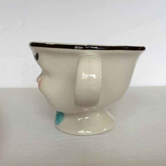 Baileys Irish Cream Coffee Tea Cup Winking Man Face White Blue Green Bow Tie - Picture 2 of 8